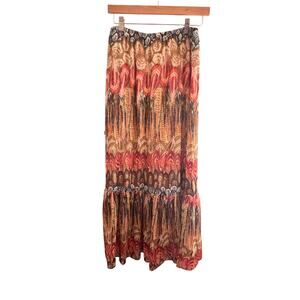 rue21 Y2k Maxi Skirt Size Medium Boho Tiered Midi Elastic Waist Fall Autumn